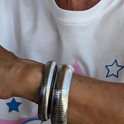 Bangle zilveren armband lichte stretch