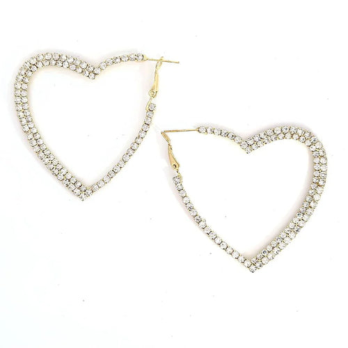 Gouden hart oorringen strass