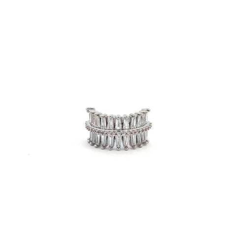 Ear cuff zilverkleurig dubbele rij zirkonen