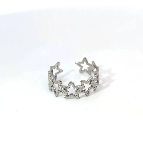 Verstelbare ring zilver met sterretjes rondom