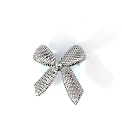 Verstelbare ring zilver met geribbelde strik