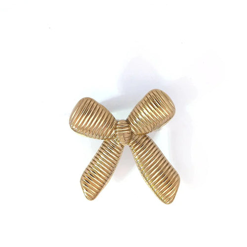 Verstelbare ring goud met geribbelde strik