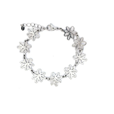 Zilveren flower all around armband