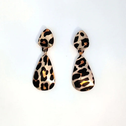 Oorknopjes dubbele druppel panterprint