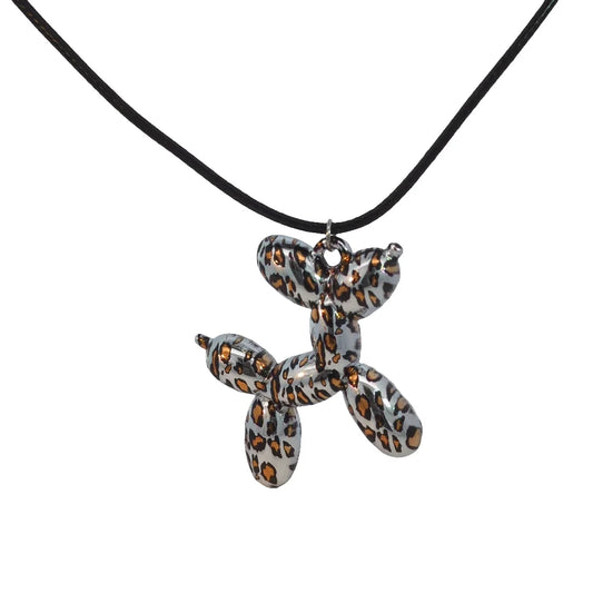 Ketting ballonnen hond panterprint met zwart koord