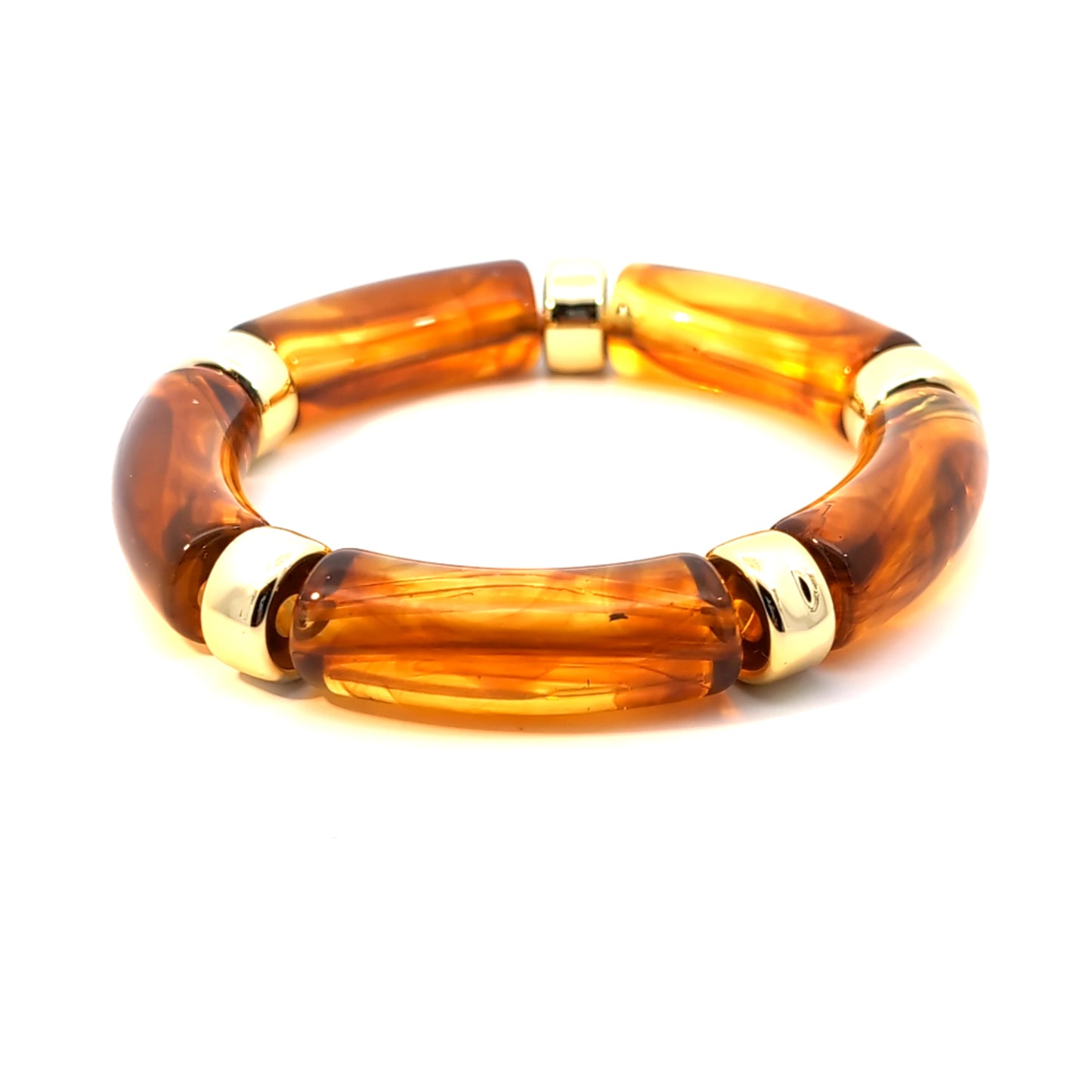 Bruine gouden gemarmerde tube Parabaya armband