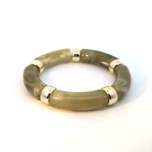 Olijf groene gouden gemarmerde tube Parabaya armband