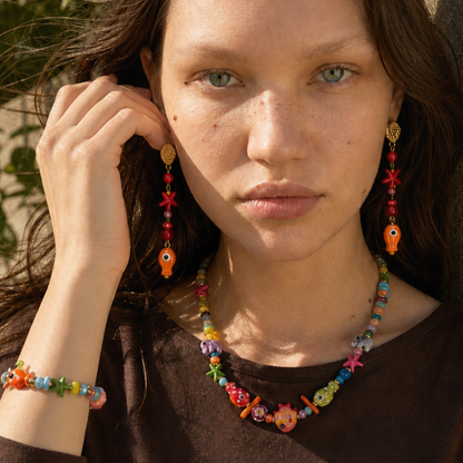 Trinket kralenketting met olifanten en vissen