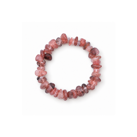 Aardbeienkwarts natuursteen splitkralen armband