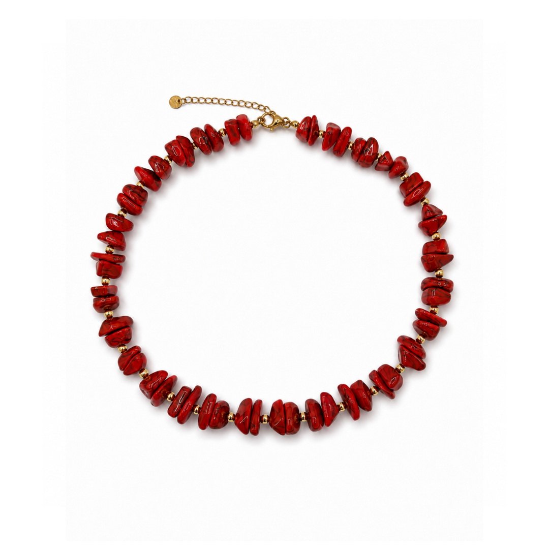 Burgundy marble splitkralenketting natuursteen Casa Jadel