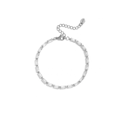 Zilveren armband met witte strassstenen