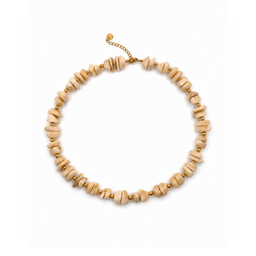 Naturel marble splitkralenketting natuursteen Casa Jadel