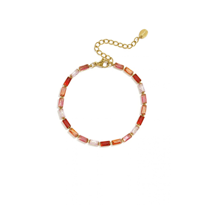 Gouden armband met gekleurde strassstenen