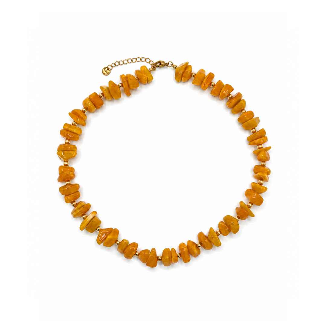 Oranje marble splitkralenketting natuursteen Casa Jadel
