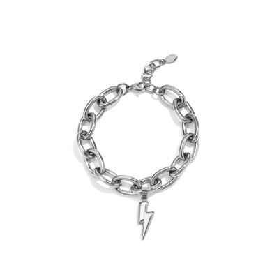 Zilveren schakelarmband met bliksemschicht