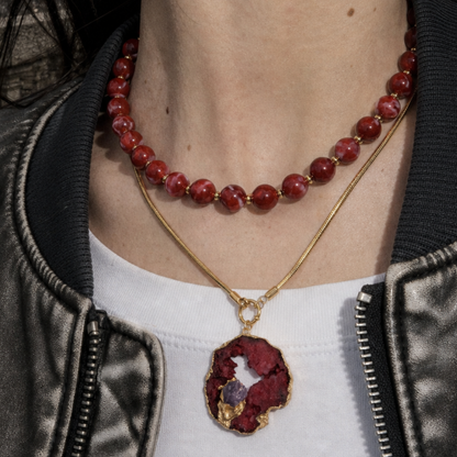 Platte schakelketting met boeislot goud