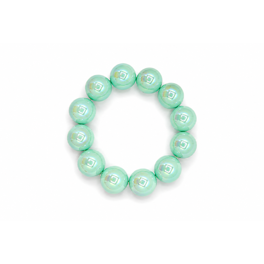 Mintgroene metallic grote kralenarmband Eva
