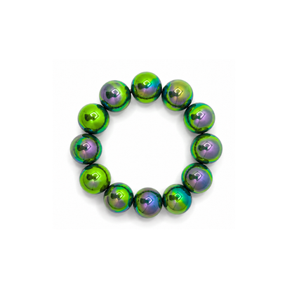 Zeegroene metallic grote kralenarmband Eva