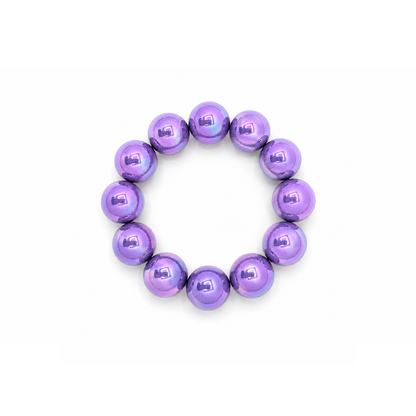 Paarse metallic grote kralenarmband Eva