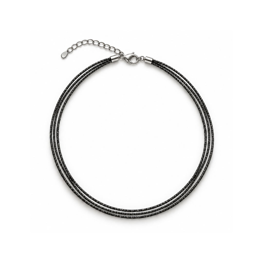 Zwarte metallic rope ketting trio Casa Jadel