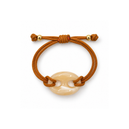 Bruine rope armband met creme marble bean Casa Jadel