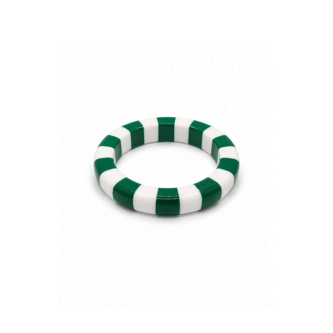 Groen-witte gestreepte bangle armband Candy