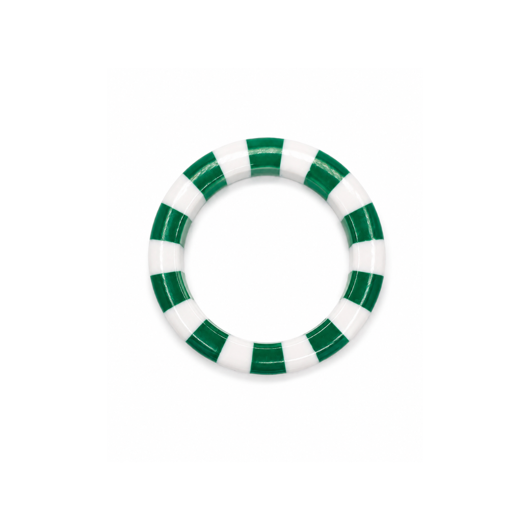 Groen-witte gestreepte bangle armband Candy met glossy afwerking Casa Jadel