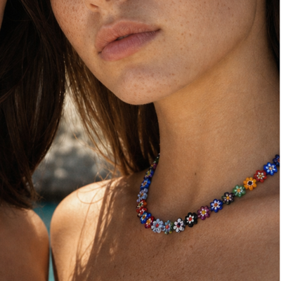 Gekleurde millefiori kralenketting