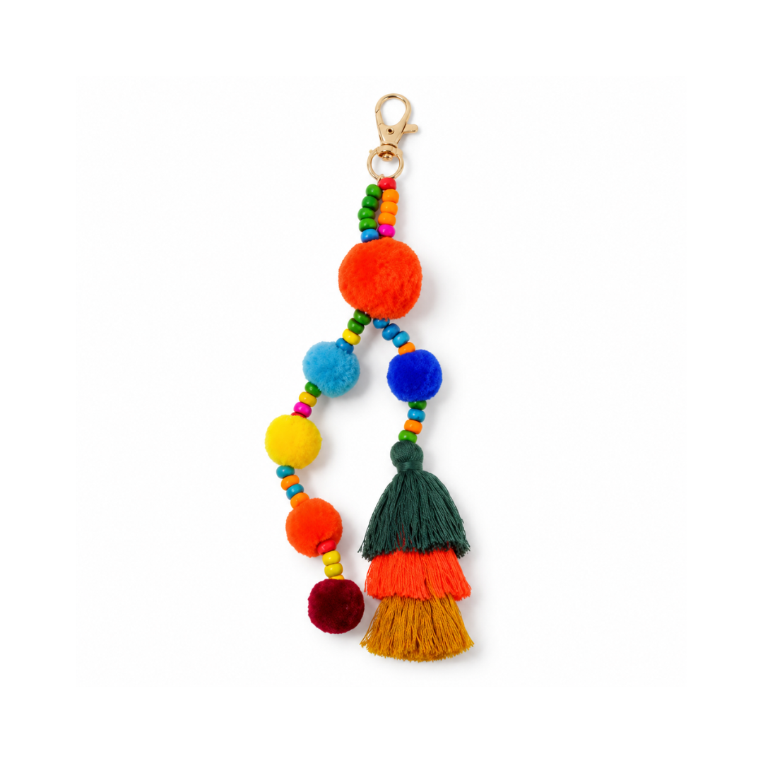 Oranjerode bohemian pompon tashanger