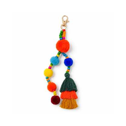 Oranjerode bohemian pompon tashanger