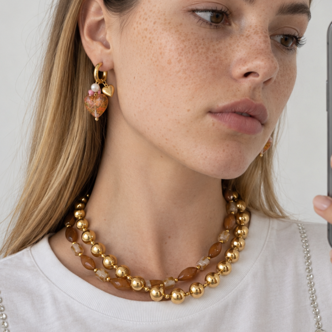 Gouden grote kralenketting