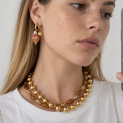 Gouden grote kralenketting