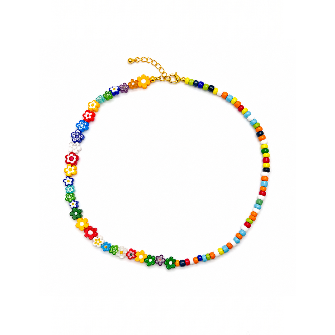 Gekleurde chunky kleine kralenketting Saar millefiori