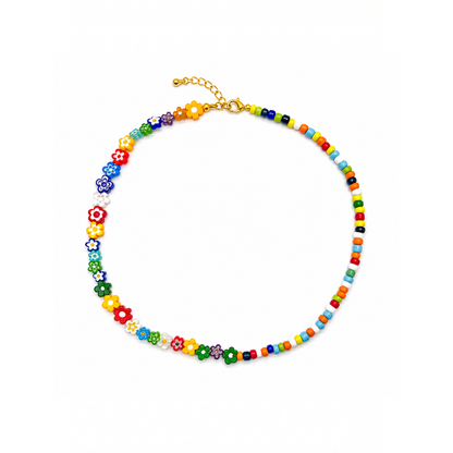 Gekleurde chunky kleine kralenketting Saar millefiori