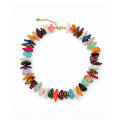 Veelkleurige marble splitkralenketting XL