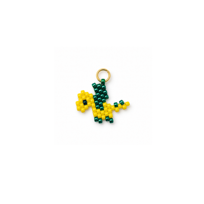 Geel-groene kralen dino bedel
