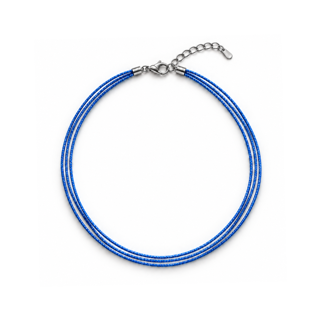 Blauwe metallic rope ketting trio Casa Jadel
