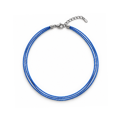 Blauwe metallic rope ketting trio Casa Jadel
