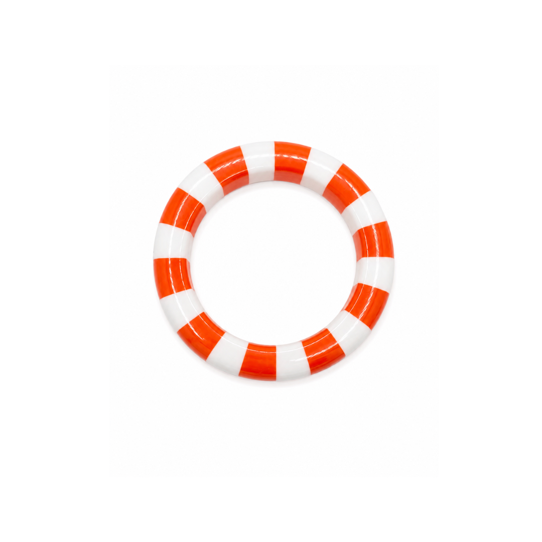 Oranje-witte gestreepte bangle armband Candy met glossy afwerking Casa Jadel