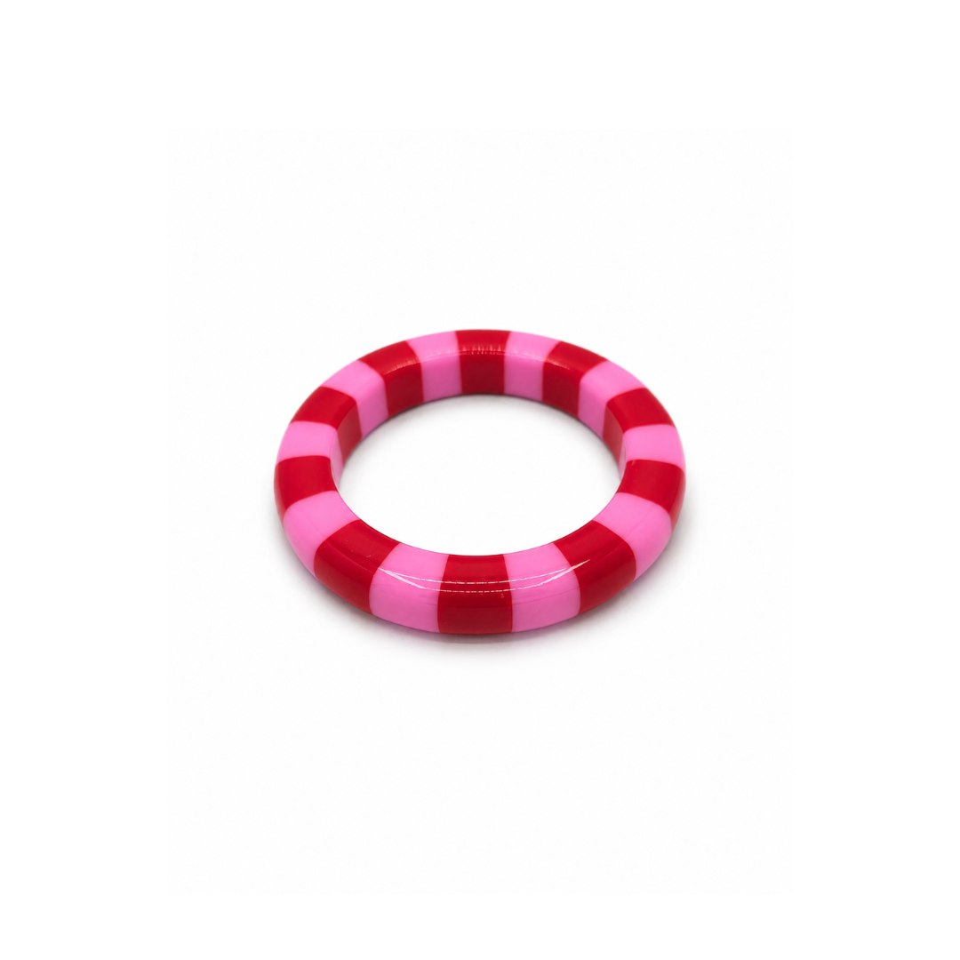 Roze rode gestreepte bangle armband Candy