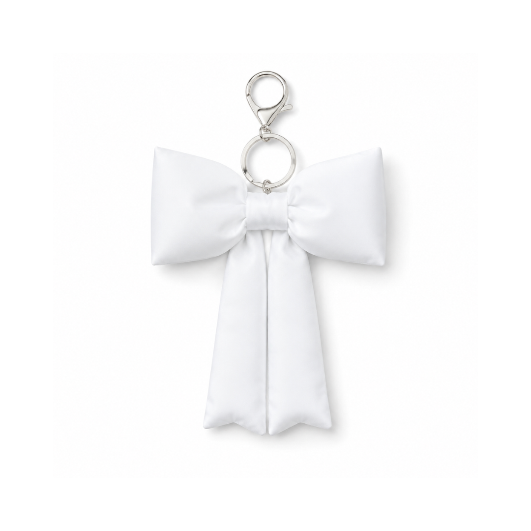 Witte puffy bow strik tashanger