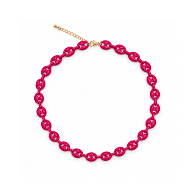 Fuchsia massieve bean schakelketting