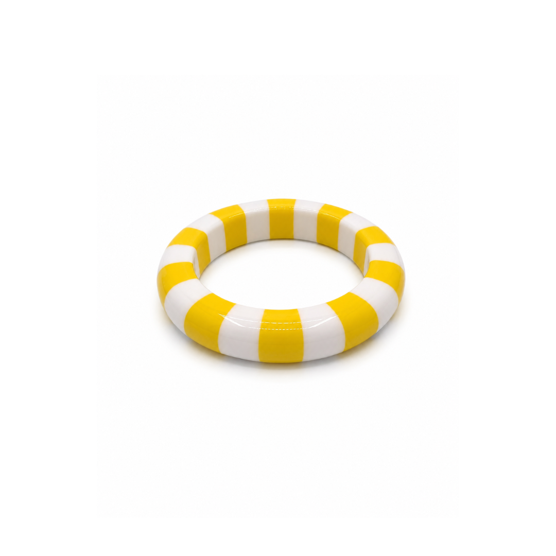 Geel-witte gestreepte bangle armband Candy