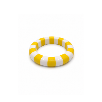 Geel-witte gestreepte bangle armband Candy