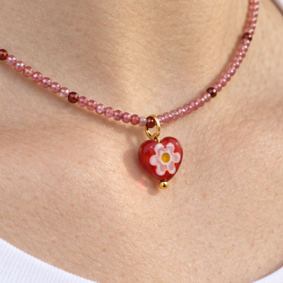 Rode hart millefiori bedel
