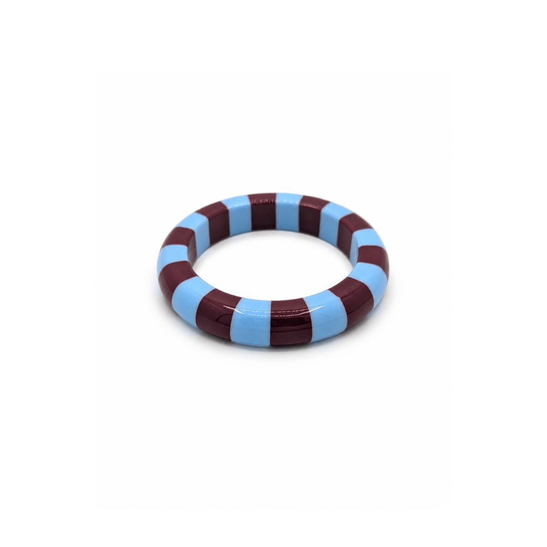 Blauw-aubergine gestreepte bangle armband Candy