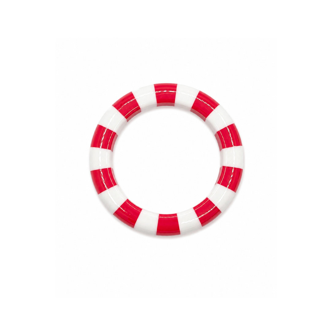 Rood-witte gestreepte bangle armband Candy met glossy afwerking Casa Jadel