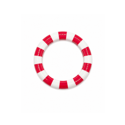 Rood-witte gestreepte bangle armband Candy met glossy afwerking Casa Jadel