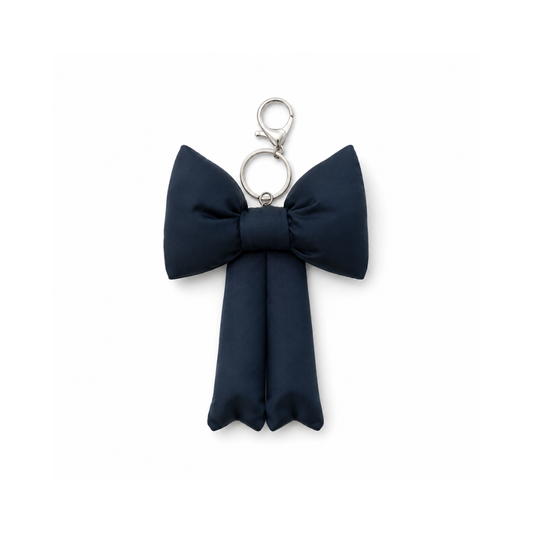 Zwarte puffy bow strik tashanger