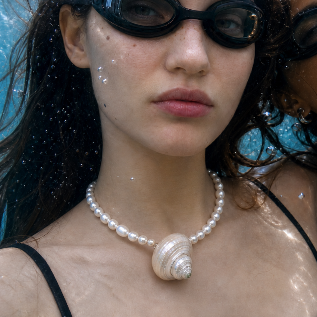 Zoetwater parel ketting met statement schelp The Beach Club